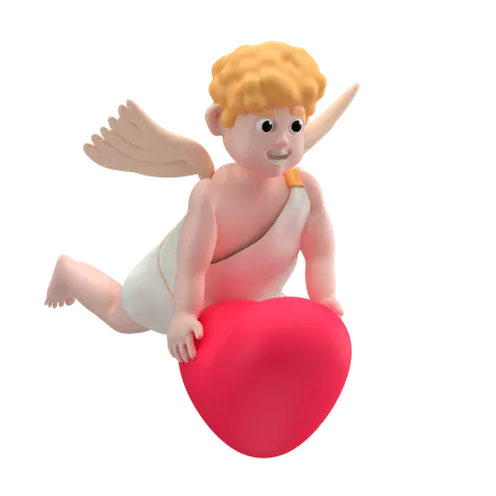 Garçon Cupidon portant un cœur  3D Icon
