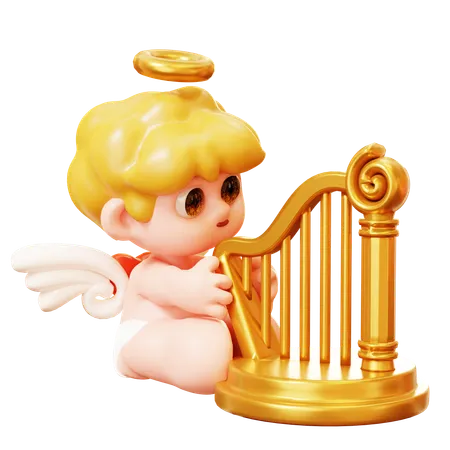 Cupidon jouant de la harpe  3D Icon