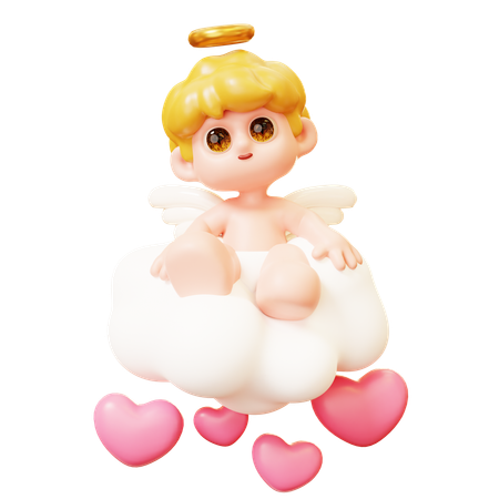 Cupidon sur un nuage d'amour  3D Icon