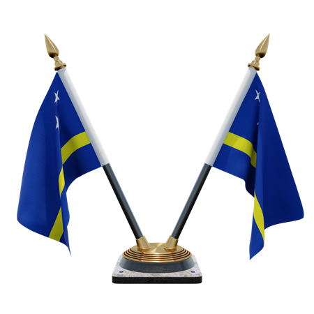 Curaçao Double Desk Flag Stand  3D Flag