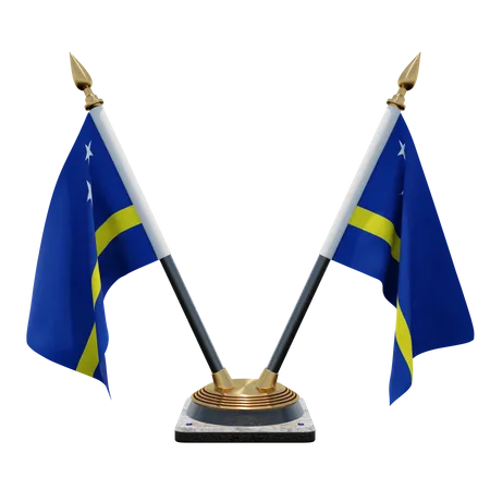 Curaçao Double Desk Flag Stand  3D Flag