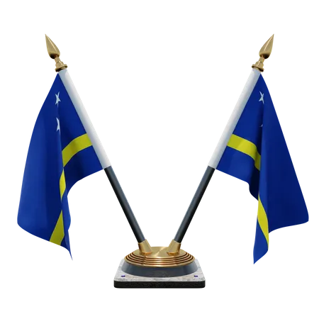 Support de drapeau de bureau double (V) Curaçao  3D Icon