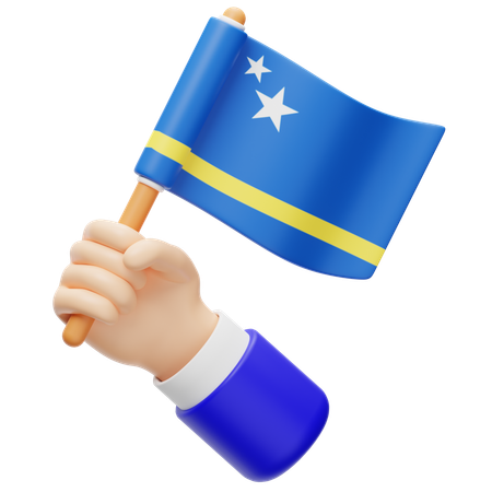 Curacao flag in hand  3D Icon