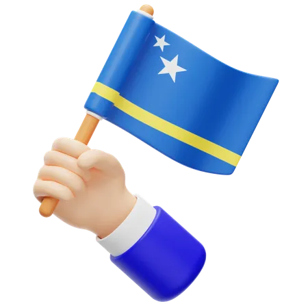 Curacao flag in hand  3D Icon