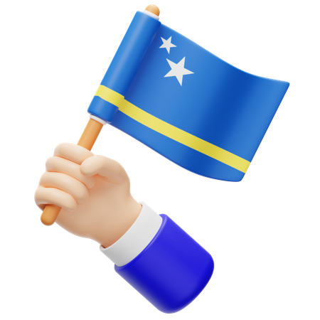 Curaçao-Flagge in der Hand  3D Icon