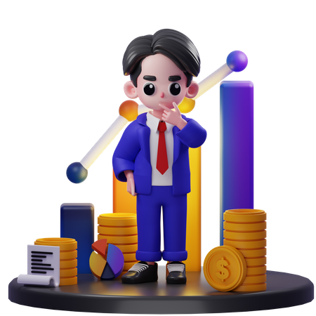 Conseiller financier curieux  3D Illustration