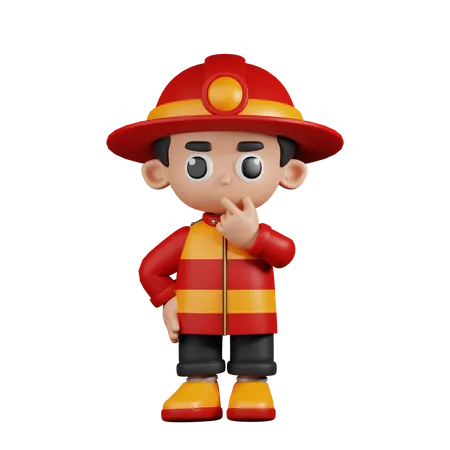 Pompier curieux  3D Illustration