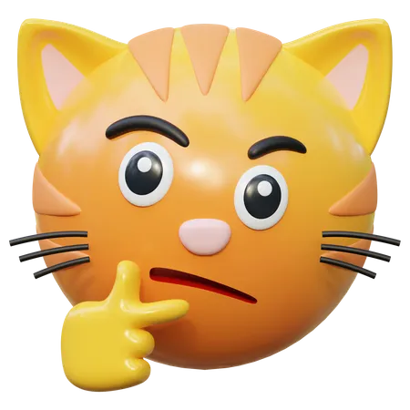 Expressao De Rosto Curioso Gato Emoticon Adesivo Ilustracao De Icone 3 D 3D Icon