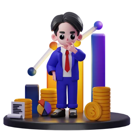 Curioso consultor financeiro  3D Illustration