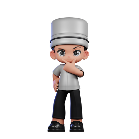 Chef lindo curioso  3D Illustration