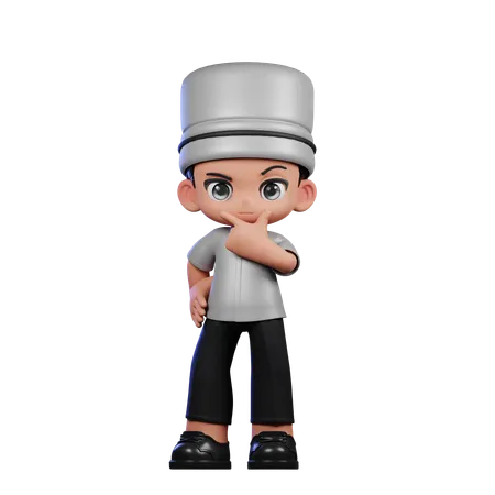 Chef lindo curioso  3D Illustration