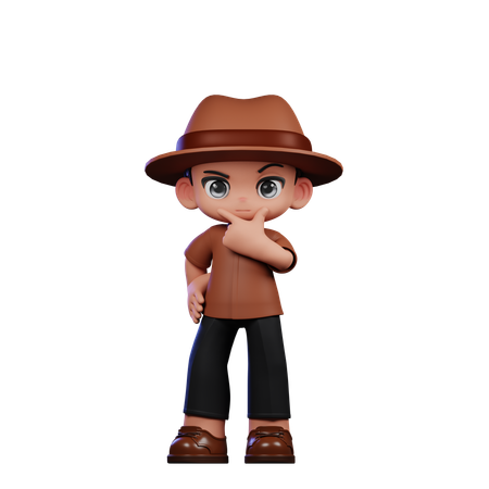 Detective lindo curioso  3D Illustration