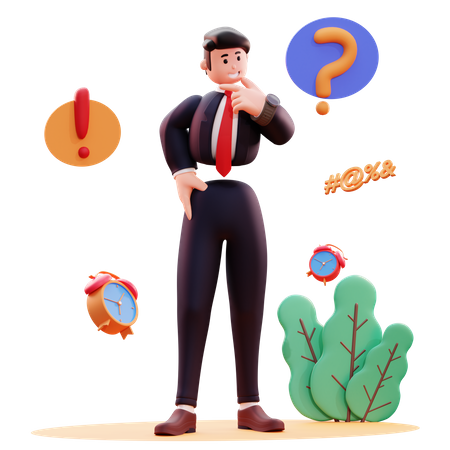 Curious businessman looking for solution  3D Illustration