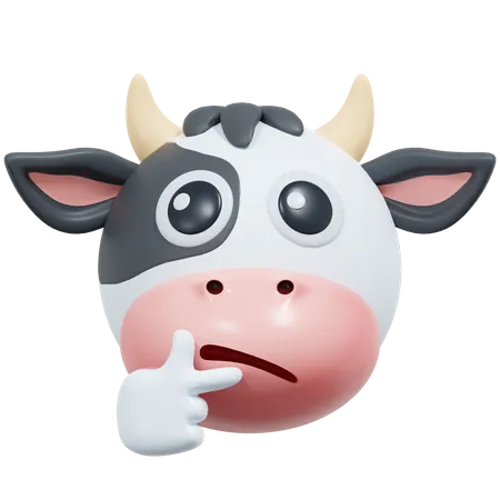 Curious Cow Emoticon 3 D Icon Illustration 3D Icon