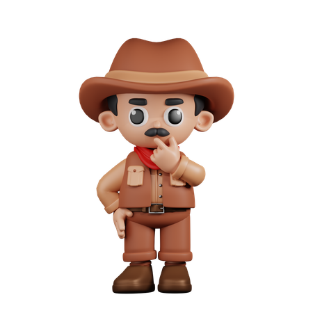 Curious Cowboy  3D Illustration