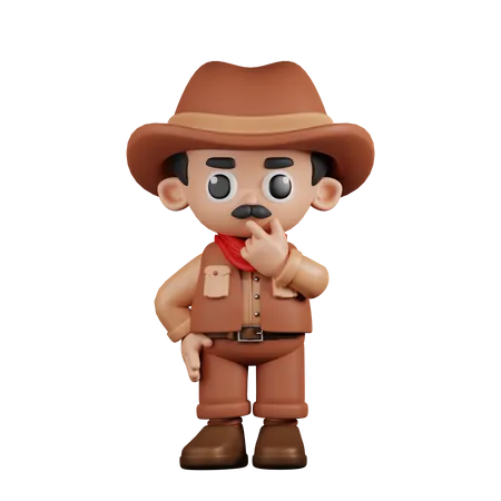 Curious Cowboy  3D Illustration