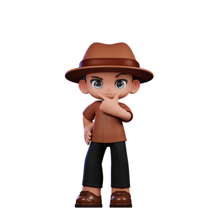 Curious Cute Detective  3D Illustration