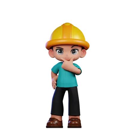 Curious Cute Engineer  3D Illustration