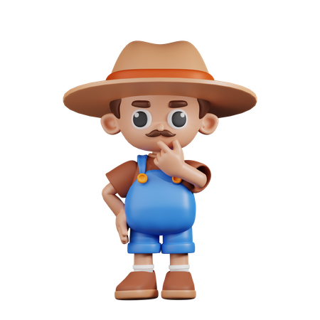 Curious Farmer  3D Illustration