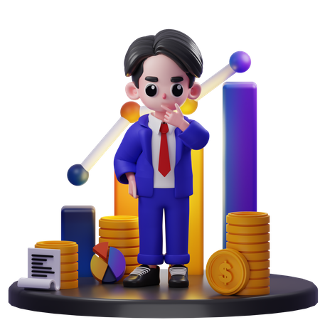 Curious Financial Advisor  3D Illustration