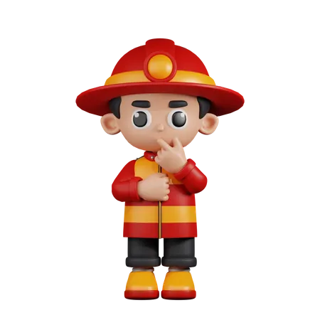 Curious  Fireman  3D Illustration