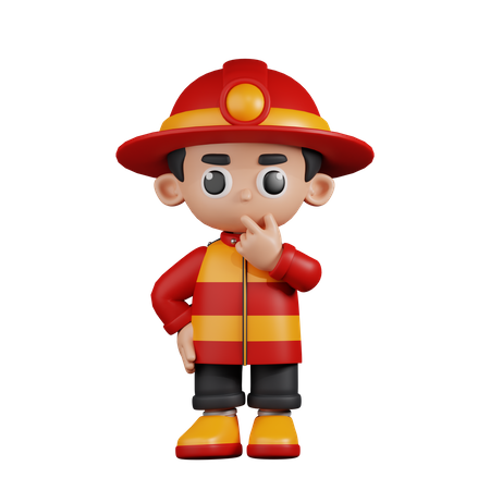 Curious Fireman  3D Illustration