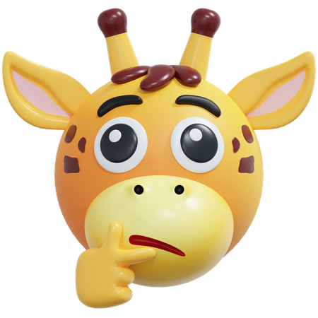 Curious Giraffe Emoticon  3D Icon