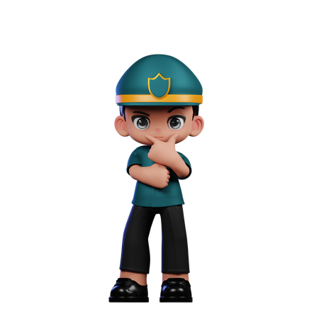 Curious Policeman  3D Illustration