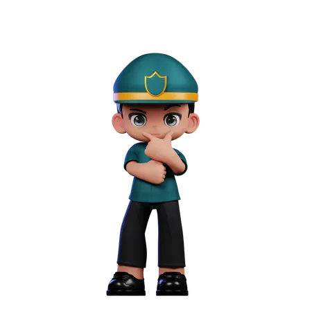 Curious Policeman  3D Illustration