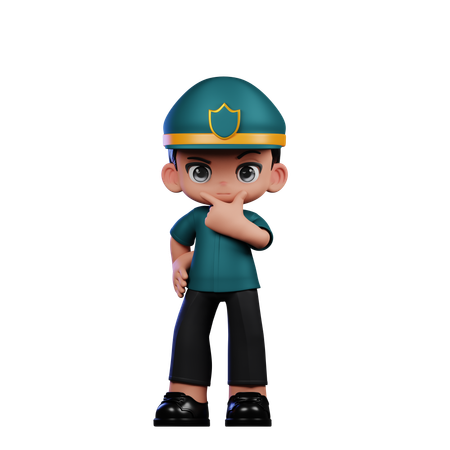 Curious Policeman  3D Illustration