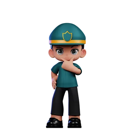 Curious Policeman  3D Illustration