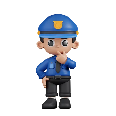 Curious Policeman  3D Illustration