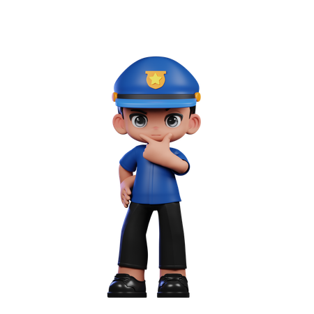 Curious Policeman  3D Illustration