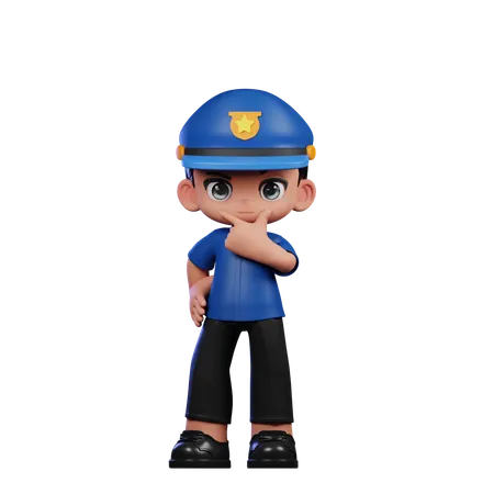 Curious Policeman  3D Illustration