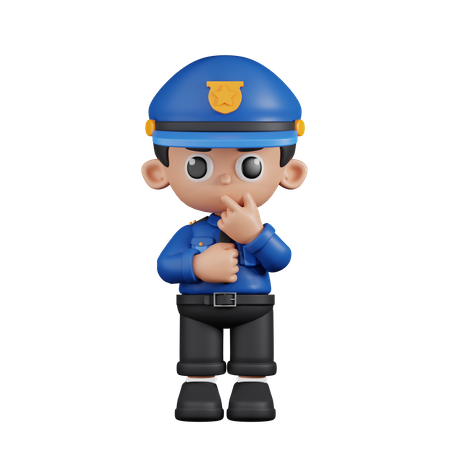 Curious  Policeman  3D Illustration