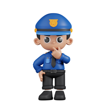 Curious Policeman  3D Illustration
