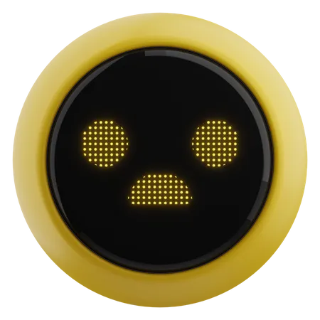 Emoticon Robot With Curious Expression 3D Emoji