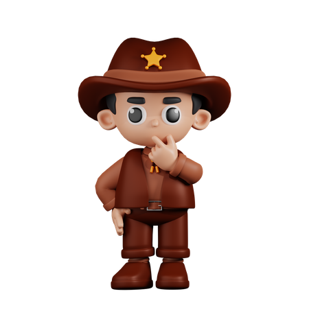 Curious Sheriff  3D Illustration