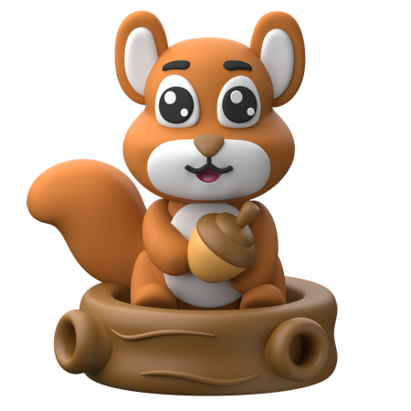 Curious Squirrel  3D Icon