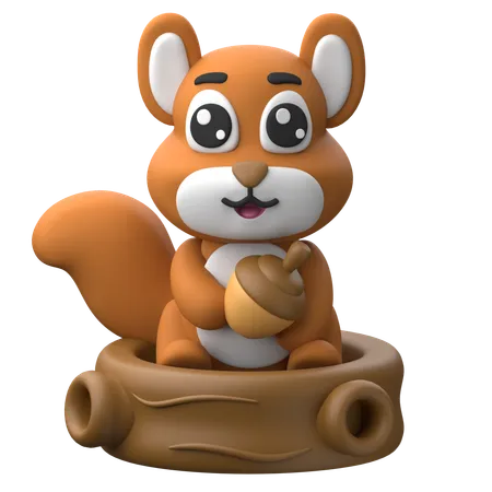 Curious Squirrel  3D Icon