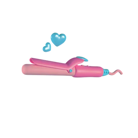 Hair Wand Or Curling Rod Pink 3 D Render Realistic Illustration 3D Icon