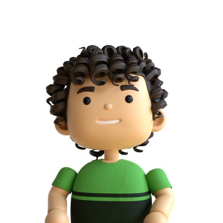 Curly Hair Boy  3D Icon