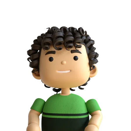 Curly Hair Boy  3D Icon