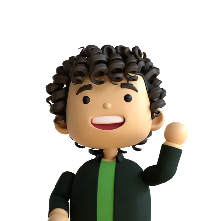 Curly Hair Boy  3D Icon