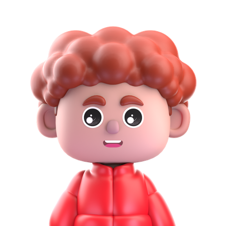 Curly Hair Boy  3D Icon