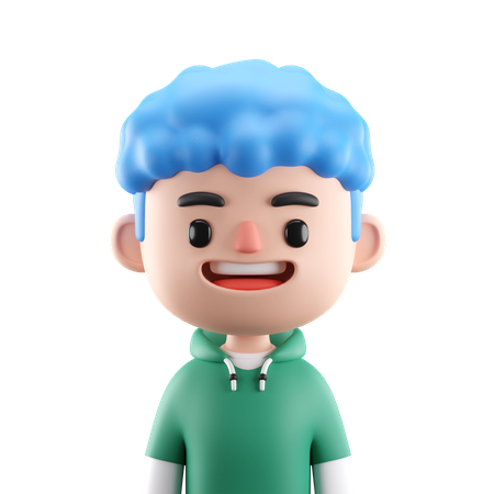 Curly Hair Boy  3D Icon