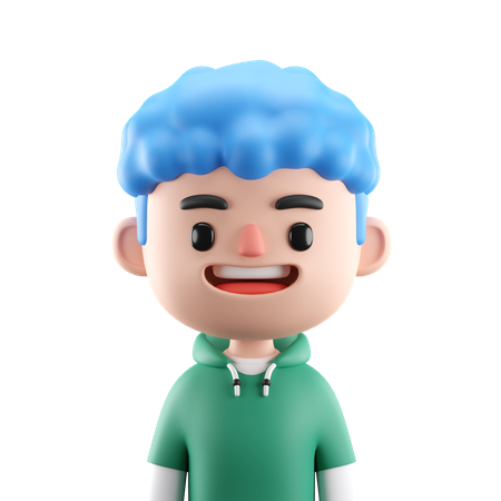 Curly Hair Boy  3D Icon