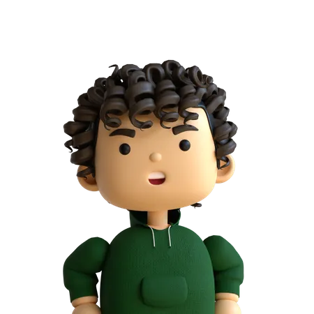 Curly Hair Boy 3D Icon