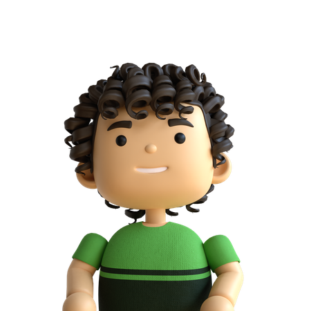 Curly Hair Boy 3D Icon