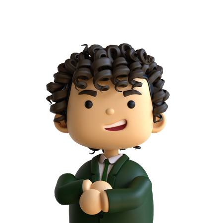 Curly Hair Businessman  3D Icon